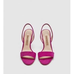 ZARA Silver Satin Slingback Sandals